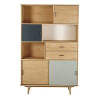 libreria de pino macizo y mdf multicolor de 116 cm