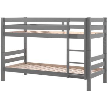 Litera Extraíble 90x200 Cm Con Cajón Pino Pino Macizo Gris Alt. 140 Cm