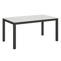 mesa rectangular extensible evy con capacidad de 6 a 20 personas an 160 a 420 cm fresno blanco y metal antracita