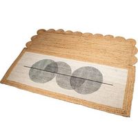 alfombra yute 160x230cm  natural blanco con circulos negros