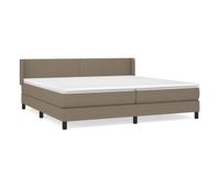 cama box spring con colchon tela gris taupe 200x200 cm diseno plano
