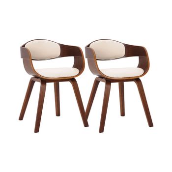 Set de 2 sillas con asiento en Simil cuero Nogal/crema