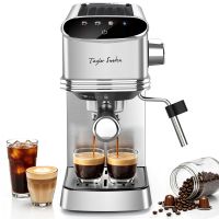 taylor swoden cafetera espresso 20 bares 1450w para cafe y capsulas inox  funcion memoria led touch pantalla agua caliente autolimpieza y diseno compacto deposito de 13 l cafetera capsulas