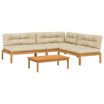 Set De Sofás De Palets De Jardín Y Cojines 4 Pzas Madera Acacia Vidaxl