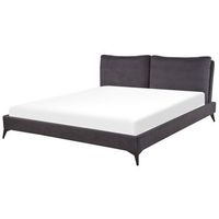cama con somier de chenilla gris oscuro 180 x 200 cm base de listones doble moderno melle