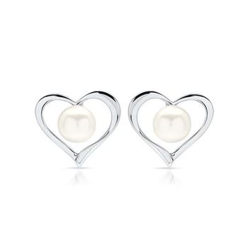 Pendientes de plata 925 pulida con perla de agua dulce
