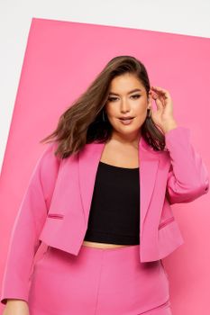 Yours Torera Rosa Con Solapas, Mujer Curvy Y Tallas Grandes, Yours