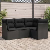 conjunto de sofas jardin 4 uds  mueble jardin mesa y sillas con cojines ratan sintetico negro cfw542441