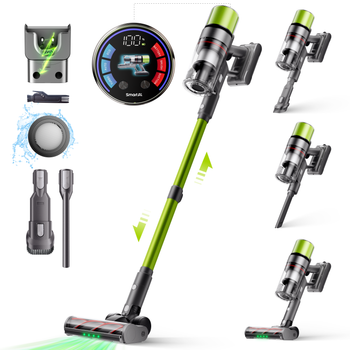 SmartAI V6 Aspiradora Sin Cable, Aspiradora Escoba 65KPA 650W Potente, Hasta 80Min de Autonomía, Batería Grande 24000mAh, Cepillo Anti-Enredos, Para Alfombras, Suelos Duros, Pelo de Mascotas y Coche