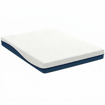 Colchón 140x190 Cm Viscoelástico Con Gel, Grosor 20 Cm, Funda Lavable, Poliéster, Blanco Y Azul