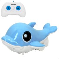 delfin teledirigido recargable por usb con mando 24 ghz 17x10x22 cm azul y blanco