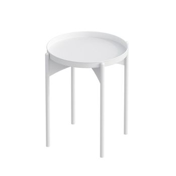 Mesita auxiliar con tablero redondo de metal h57 cm - blanco