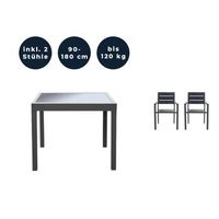 grupo de asientos de jardin extensible verano madera - 18090 x 90 cm 2 sillas