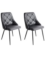 conjunto de 2 sillas de comedor  piel sintetica negro