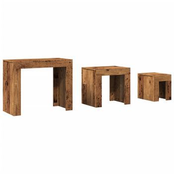 Mesas De Centro Apilables 3 Uds Madera De Ingeniería Envejecida Vidaxl