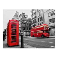 papel pintado 3d - londres un autobus rojo y una cabina telefonica 350x270 cm