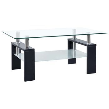 Mesa De Café - Mesa De Centro Vidrio Templado Negro Transparente 95x55x40 Cm