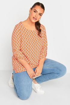Yours Blusa Naranja De Topos, Mujer Curvy Y Tallas Grandes, Yours