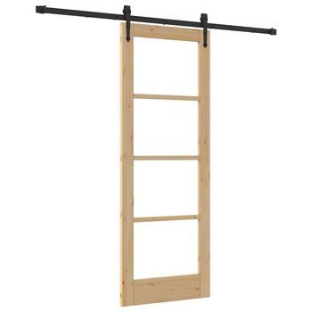 Puerta Corredera Natural Y Negro 73,5 X 198,5 Cm Vidaxl