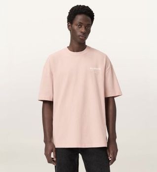 ALL SAINTS para hombre. M071PB Camiseta Underground rosa (L), Casual, Algodón, Manga corta