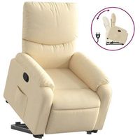 sillon reclinable elevable de tela color crema vidaxl
