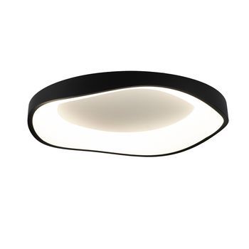 Plafón Led Ondulado Ø50 Cm 40w 5000 Lm Cct 3000k-6000k Metal Negro Con Difusor Acrílico, Diseño Moderno Nórdico