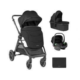 Carrito de bebé Kikkaboo 3 en 1 con capazo Ava Negro