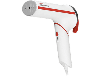 Plancha de vapor vertical - Polti Vaporella Vertical Styler GSM50R, 800 W, Calentamiento 30 seg, Blanco/Rojo