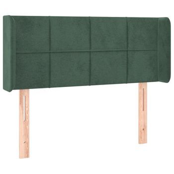 Cabecero Cama Mueble De Dormitorio Con Led De Terciopelo 103 X 16 X 78/88 Cm Verde Oscuro M02_0002013