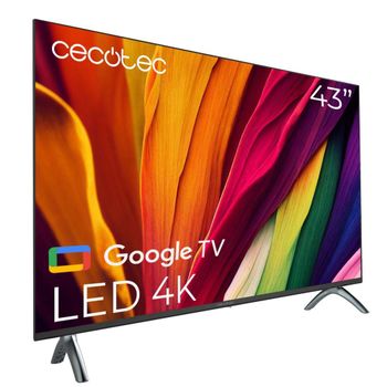 Cecotec Smart TV, Televisor LED de 43 Pulgadas Resolución 4K UHD A4 Series ALU40043. Google TV, Dolby Audio, HDMI 2.1, USB 3.0, HDR10, 16 GB ROM, Google Voice Assitant y Chromecast, Serie A4, 43