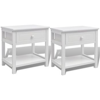 Mesitas De Noche 2 Unidades Madera Blanca Vidaxl