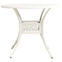 mesa de jardin  mesa de exterior aluminio fundido blanco 90x90x74 cm