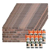 set de 20 paneles decorativos efecto ladrillo industrial en eps  8 botes de adhesivo de montaje