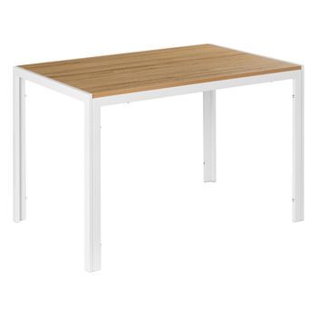 Mesa De Comedor Moderna De Mdf Con Metal 120 X 70 Cm Muebles De Sala De Estar Marrón Claro/blanco Mann