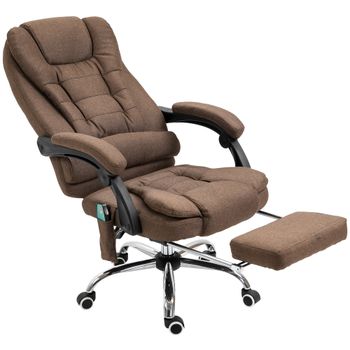 Vinsetto Silla de oficina para dirección con masaje calefacción altura ajustable respaldo reclinable reposapiés + cojín lumbar   Aosom España