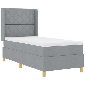 Cama Tipo Box Spring Con Tiras Led Gris Claro 100 X 200 Cm Tela Vidaxl