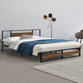 Cama De Metal Estable Villach - 180 X 200cm - Cama Doble - Cama De Matrimonio - Somier - Acero - Marco Negro Mate [en.casa]®