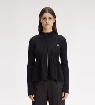 Fred Perry para mujer. K3112 Cárdigan AED negro (36), Casual, Poliamida, Sostenible