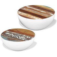 set mesa de centro forma cuenco 2 uds madera maciza reciclada vidaxl