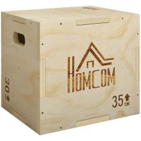 homcom cajon pliometrico de madera 3 en 1 con 2 mango hueco para casa oficina gimnasia 405x355x305 cm madera natural