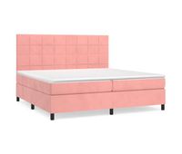 cama box spring con colchon terciopelo rosa 200x200 cm bloques con cuadros