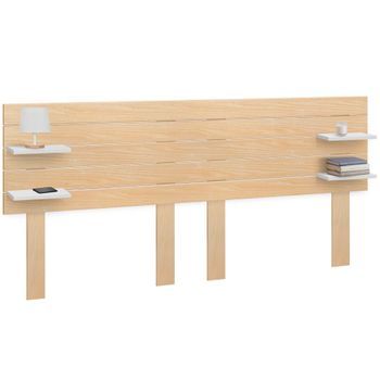 Dhome Cabecero Con Estantes De Madera Reciclada Dm Colgante Pared Estilo Palet Horizontal Con Patas Cama Vintage  (madera Natural/blanco, 290cm Dual)