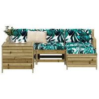 conjunto de sofas de jardin 5 uds  mueble jardin mesa y sillas madera de pino impregnada cfw929095