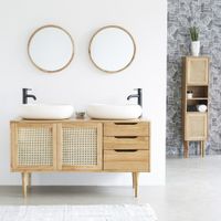 mueble de lavabo doble de mindi macizo rejilla 135 cm