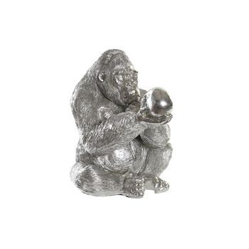 Figura Resina 38,5x33x43,5 Gorila Plateado