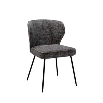 Silla tejido jaspeado gris oscuro, ribetes y patas negras