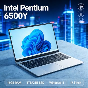 Portátil de 17.3' con Intel Pentium 6500Y, 16GB RAM, 1TB/2TB SSD, Windows 11, Desbloqueo por Huella Dactilar, Teclado Retroiluminado, Computadora para Negocios
