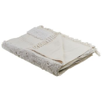 Manta De Algodón 130 X 180 Cm Patrón Geométrico Accesorio Beige Claro Raebareli