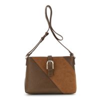 bolso de hombro de lineas limpias efecto piel de grano grande brown