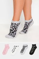 juego 4 pares calcetines tobilleros estampado leopardo